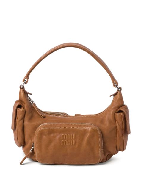 miu miu pocket bag brown|Miu Miu Pocket Leather Shoulder Bag .